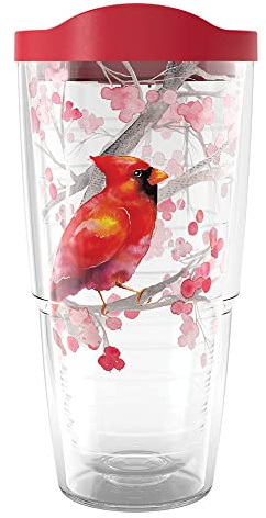 Tervis Christmas Holiday Cardinal and Berry Branches Made in USA Double Walled Insulated Tumbler Travel Cup Keeps Drinks Cold & Hot, 24oz, Classic