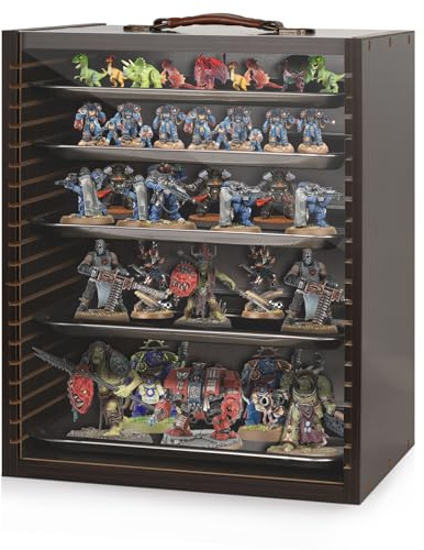 Cathyeen Miniature Display Case Display Cases for Collectibles Miniatures Storage Case Display Shelves Shelf for Collectibles for Mini Action Figures Valuable Collectibles or Crystal Stone (Black)
