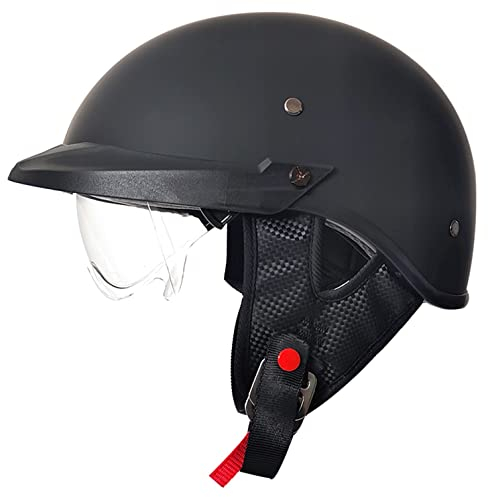 Halbhelme Motorradhelm Halbschalenhelm Mit ECE Genehmigt mit Eingebautem Visier Brain-Cap Halbschale Roller-Helm Scooter-Helm Jet-Helm Retro Für Erwachsene Herren Damen A,S