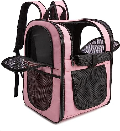 Apollo Walker Sac Transport Chat Chien pour Petits et Grands Chiens et Chats Sac à Dos en Maille Respirante pour Animaux de Compagnie la randonnée - Rose