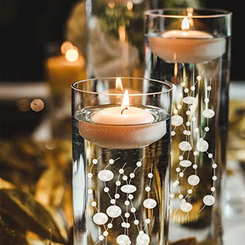 NUZELA 50 Pcs Vase Filler Centerpiece Table Decorations, 13in Faux Pearl String Filler for Floating Candles, Wedding, Dining, Party, Table Centerpieces Decorations - Ivory…