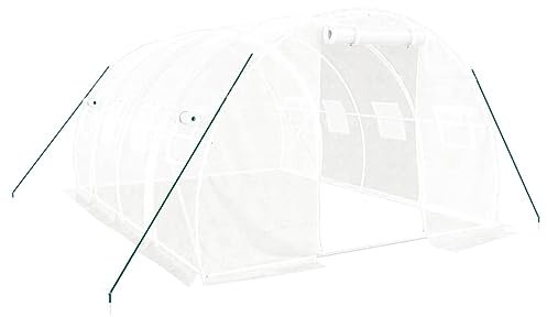 vidaXL Växthus med stålram vit 12 m² 4x3x2 m, drivhus, växt hus, växthus med fönster, driv hus, växt hus, växthus med dörr