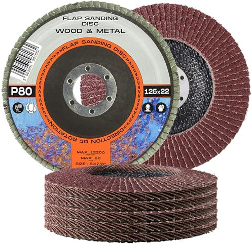 5x Disques Abrasifs à Lamelles Meulage 125 x 22,2 mm Grain 80 Métal Acier Bois Roues à Feuillets Abrasif Ponçage Rouille Polissage Finition Qualité Supérieure