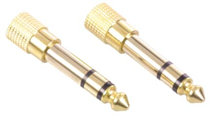 Mr. Gadget's Solutions 2 adaptadores de auriculares de 3,5 mm a conector jack de 6,35 mm, chapado en oro