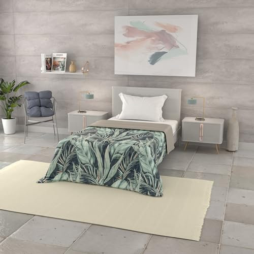 Italian Bed Linen Basic Couette d'été en Microfibre imprimée, Tropical, 200x240cm
