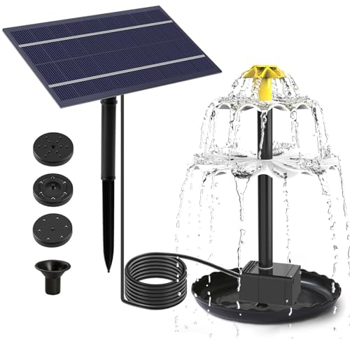 Solar Teichpumpe Für Außen, Springbrunnen Garten Solar, Solar Gartenbrunnen, Vogeltränke Balkon, Solarbrunnen Für Draussen, Solar Pumpe Wasser Fountain Vogelbad DIY Gartenteich Wasserspiel (2.5W)