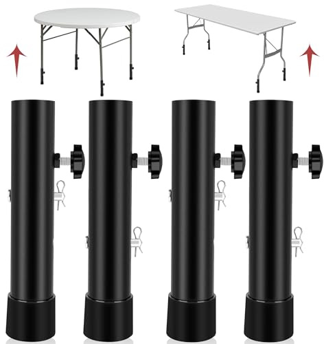 Domigard 4 Piezas Patas para Muebles, Ajustable Patas Metalicas para Mesas, Extensor de Patas de Mesa 20 cm, con 4 Pestillos y 4 Pasadores de Bloqueo, Adecuado para Muebles/Mesas/Sillas