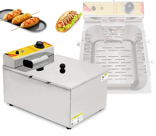12L Elektrisk Hot Dog Fritös Maskin, Kommersiell Ost Hot Dog Sticks Fritös 8st Korv Stekutrustning med justerbar temperatur