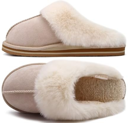 KuaiLu Zapatillas Casa Mujer Invierno Caliente Peluche Cerradas Pantuflas