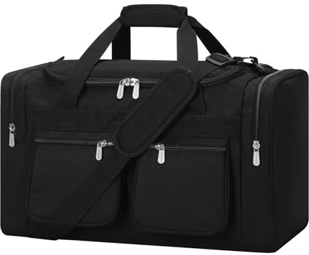 ZZY Sporttasche 40L für Herren mit 2 Seitentaschen & Wasserabweisend - Leichte Reisetasche für Sport, Fitness, Reisen 51 x 27 x 29 cm (Schwarz)