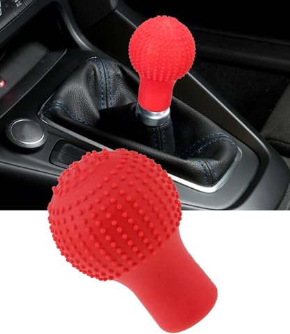 Flaconi Funda para pomo de cambio universal – Accesorios para coche, cubierta de marchas apto para la mayoría (rojo)