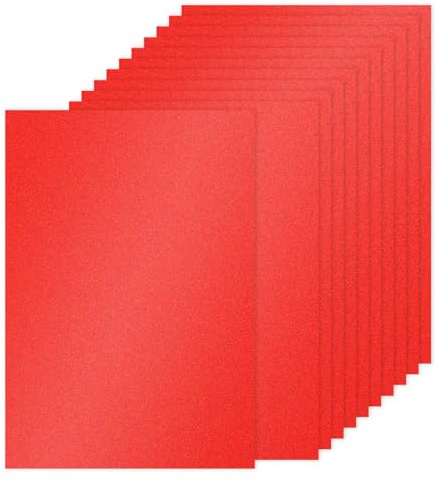 PATIKIL 10 Fogli Cartone Glitterato Rosso, A4 250gsm Rettangolo Carta Premium Cartoncino Colorato per Progetti Artistici Scrapbook Carte Realizzare Biglietti Auguri Matrimonio
