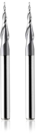 2 pezzi Fresa a Sfera Conica con Punta a 2 Flauti, R0,25mm - Gambo 3,175mm (1/8) in metallo duro completo, rivestimento TiAlN per frese verticali, per incisione CNC 2D e 3D