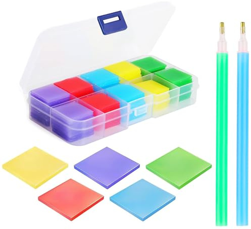 Cera para pintura de diamantes, 200 piezas de accesorios de pintura de diamantes y lápices de diamantes, con caja de almacenamiento transparente, pegamento para punto de cruz, pintura y manualidades