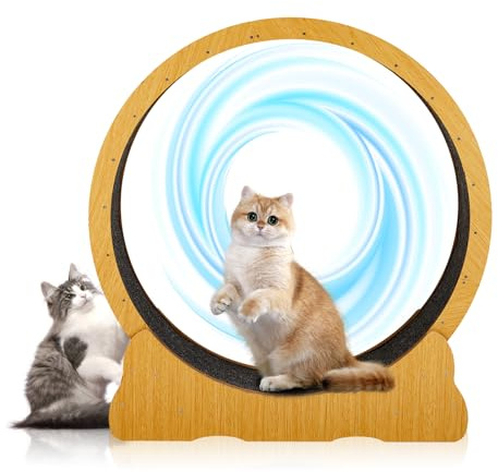 LEADZM Roue d'exercice pour Chat 100cm - Roue pour Chat pour Grands Chats - Panneau de Fibres Haute densité, résistant aux Rayures, Stable et Silencieux - Poids Maximum 11 kg, Couleur du Bois