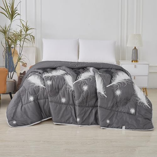 TIENDA EURASIA – Edredón Nórdico Reversible | Estampado Bicolor | 100% Relleno de Fibra Siliconada | Tacto Suave y Confortable de Microfibra 300g/m2 (Antracita, Cama 150/180 240x260 cm)