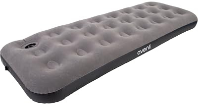 AVENLI Colchón hinchable para camping con bomba de pie integrada para 1 persona, 191 x 73 x 22 cm, colchón inflable, cama de invitados, superficie de descanso suave con superficie flocada, cama de
