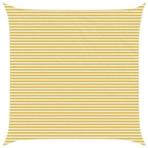 vidaXL Telo Ombra Giallo e Bianco 6 x 6 m HDPE, Tenda da giardino e terrazzo, vela ombreggiante moderna, copertura traspirante, protezione UV, impermeabile