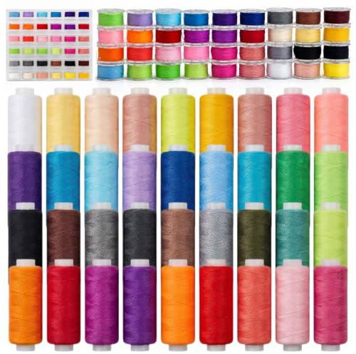 Surtido de 72 hilos de coser de 36 colores, 36 bobinas para máquina de coser (400 yardas cada una), hilo de poliéster de alta calidad, duradero y no destiñe. Ideal para coser, bordar, tapar y