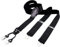 DonDon Hosenträger Herren extra stark schwarz 3,5 cm Hosenträger Herren breit mit brauem Leder in Y-Form lang - Starke Clips passend für Anzug Jeans Chinos Vintage Rockabilly Suspenders