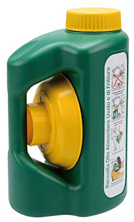 ECOHOUSE Small 2.2LT Tanica Verde per Il Recupero e contenimento dell'olio Alimentare Usato e di frittura per Raccolta differenziata con Tappo Sicurezza Bimbo, Imbuto e griglia filtraggio, plastica