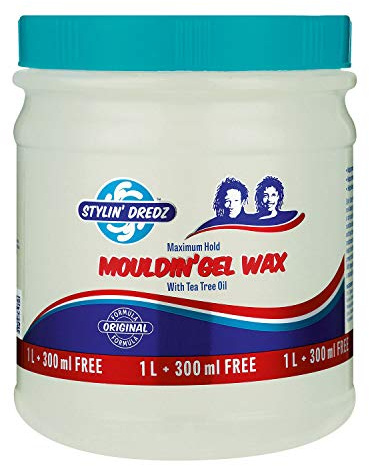 Stylin' Dredz Moulding Strong Maximum Hold Gel Wax with Tea Tree Oil Hair Care for Dreadlocks 1300 ml