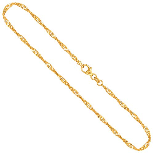 EDELIND Goldkette 333 Gelbgold 2,4mm für Damen Mädchen - Singapurkette Halskette 8 Karat Gold Länge 40cm - Goldschmuck mit Schmuck Geschenk Box Made in Germany