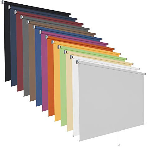Springrollo Mittelzugrollo Schnapprollo viele Größen und Farben Stoff Rollo Vorhang Blickdicht halbtransparent lichtdurchlässig Fenster Sonnenschutz Sichtschutz Blendschutz (160 x 180 cm, Weiss)