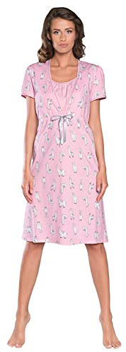 Italian Fashion If Camicia da Notte da Donna per Nascita Allattamento Camicia da Notte per maternità Gravidanza Pigiameria Moda Premaman con Abbottonatura A Tutta Lunghezza Camicia da Nascita