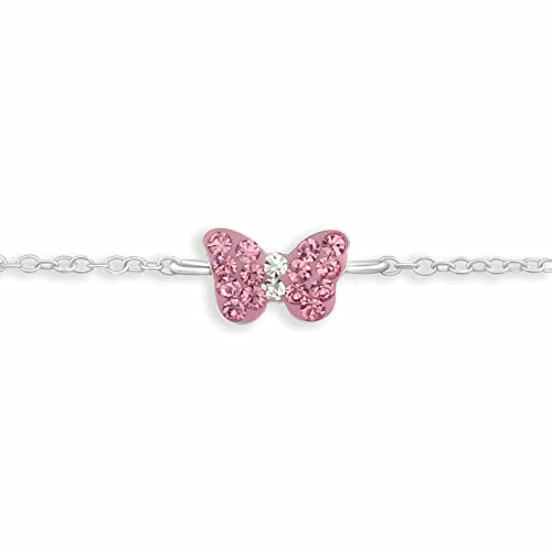 Monkimau Armband Damen Silber mit Schmetterling Anhänger aus 925 Sterling Silver Bracelet Women Charm Armkette Schmuck Geschenke für Kinder Mädchen Frauen