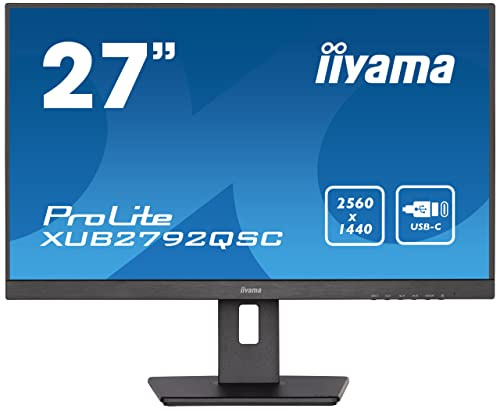 iiyama Prolite XUB2792QSC-B5 68,5cm 27 IPS LED-Monitor WQHD HDMI DP USB3.0 USB-C 65W Slim-Line Höhenverstellung Pivot schwarz