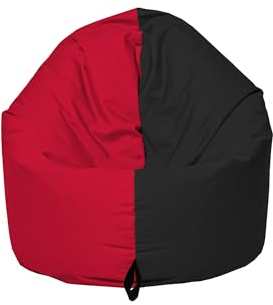 Momiralland Sitzsack 2 in 1 Funktion für bequemes Sitzen & Liegen – Indoor & Outdoor da er Wasserfest ist – Bdenkissen – für Kinder & Erwachsene (Schwarz - Rot, 120 cm - Durchmesser)