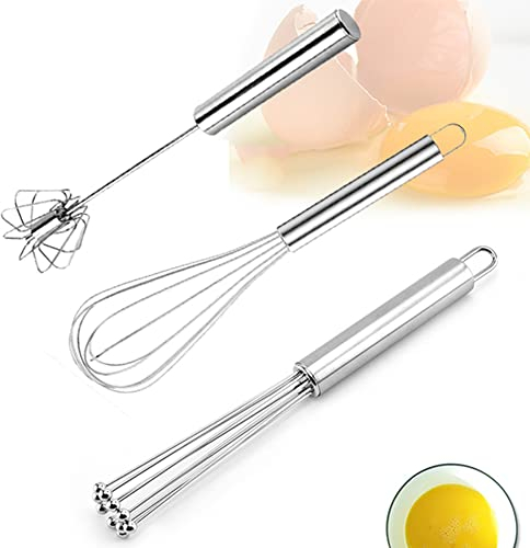 Schneebesen Klein MIni,Automatischer,Kleiner HandSchneebesen Edelstahl,Schneebesen Set,Rührbesen für Küche,Mischen, Rühren Von Teig,3 Stück,10 Zoll,12 Zoll