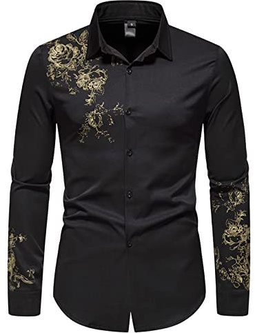 Camicia No Stiro Uomo Regular Elasticizzata Camicia Bianca Slim Fit Fantasia Camicia Seta Taglie Forti Manica Lunga Camicia Elegante da Cerimonia Fiori Abito Trasparente