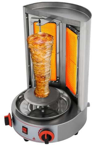 Barbacoa de doner para el hogar, giratoria 360°, parrilla de shish kebab, asador de pollo Gyros Kebab, pincho giratorio, parrilla eléctrica de acero inoxidable, 220 V, parrilla vertical multifunción