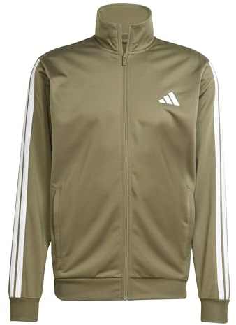 adidas Herren Sportswear Basic 3 Stripes Tricot Track Suit, olive strata/white, XXL