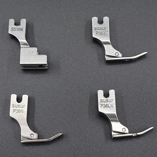 Azatemgo Set med 4 industriella sypressarfötter, för industriella symaskiner, kompatibel med Brother, Singer, Juki och mer (P36N+P36LN+P363+S518N)