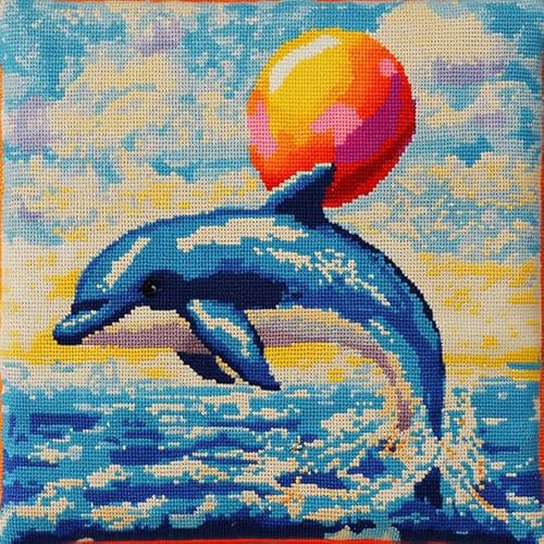 kit gancio di chiusura cuscino Un simpatico delfino che gioca con i palloncini,kit gancio di chiusura per cuscino per adulti e principianti,set di federe per cuscino per divano,43x43cm