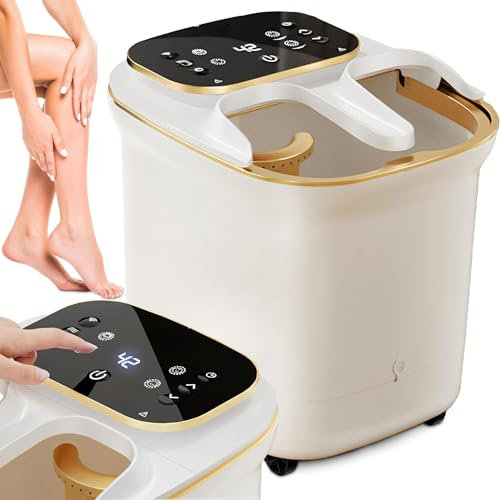 Retoo Fussbad mit Massagefunktion Fußsprudelbad Fußbadewanne Fußmassagegerät Heizfunktion Elektrisch Massagegerät Infrarot Fußmassage Wohltuendes Fußpflege LCD Bildschirmsteuerung 4 Programme