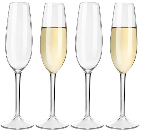 BETTERFUN Tritan-Plastic Champagne Flutes with Long Stem Set of 4-7.6 oz