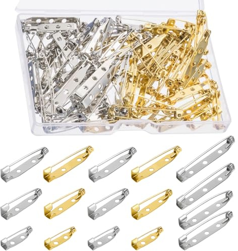 80 pezzi spilla per aghi Safety Pin, spilla di sicurezza multiuso, spille in metallo, per lavori fai da te, artigianato di gioielli, chiusura spilla, 5 misure: 20 mm, 25 mm, 30 mm, 35 mm e 38 mm (Oro