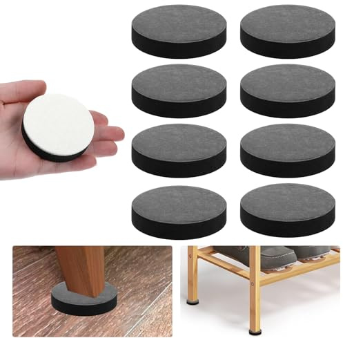 YBEATY 8 Pcs Self Adhesive Furniture Risers Non Slip Round Table Bed Couch Chair Sofa Risers Adds Lift Heavy Duty Height Gard Felt Floor Pad Grippers Protectors (Black)