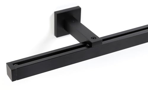 Deco-Raum Gardinenschiene Innenlauf eckig Cube 20x20 mm Schwarz matt, 140 cm, Wandmontage, auf Maß, Flächenvorhang geeignet