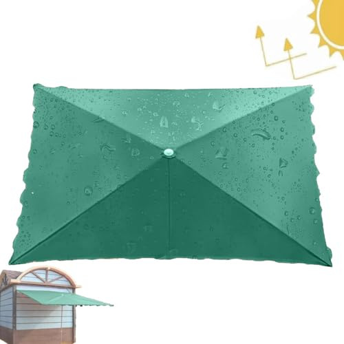 Rectangle Umbrella Canopy Cover, Anti-UV Outdoor Market Parasol Replacement Cloth, Waterproof Yard Table Square Umbrella Top Replacement Cover(Green, 3x3.5m(11.5ftx10ft))