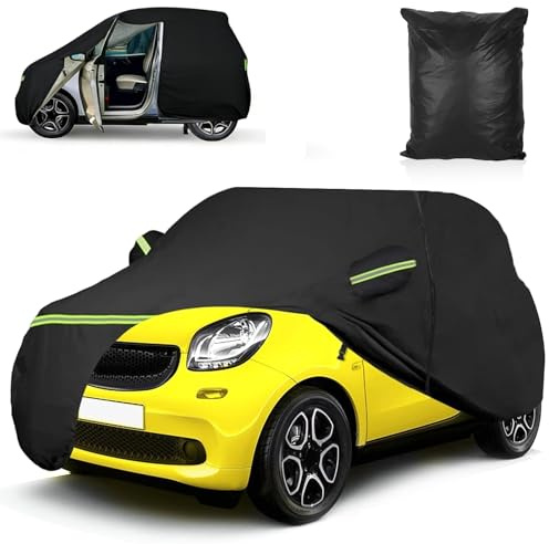 Telo copriauto per Smart Fortwo W451 W453 2016-2024, impermeabile, invernale, traspirante, copertura completa per auto, per sole, pioggia, raggi UV, protezione dalla polvere, con porta con cerniera