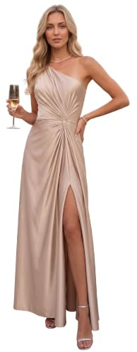 Ever-Pretty Abiti da Damigella Collo Asimmetrico Senzamaniche Satin Maxi Gonna Svasata ES02725