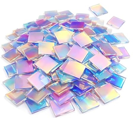 100 placas acrílicas de arco iris, 2 x 2 cm, piedras de mosaico acrílicas para manualidades