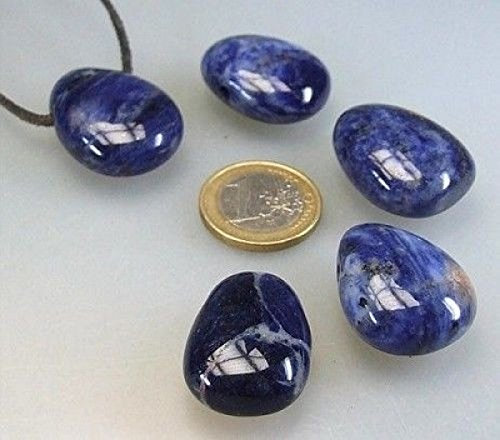 Panotophia 1 Sodalith Trommelstein Anhänger gebohrt mit Band I Glücksbringer I Energiearbeit | Meditation I Lucky Stone I Glückssteine | Mineralien | Dekosteine I