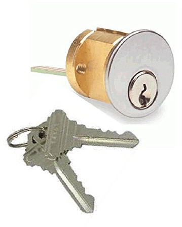 Pacific Doorware Detex Cylinder - Detex ECL230, ECL600, Secure Commercial Door Lock, Mortise Cylinder - Keyed Lock + Rim, Aluminum Silver