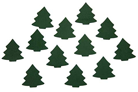 Oblique Unique® 12 Holz Tannen Bäume Weihnachtsbäume Groß - Holzdeko Tischdeko Weihnachtsdeko für Adventskalender Adventskranz Geschenk Deko Weihnachten - Farbe wählbar (Grün)